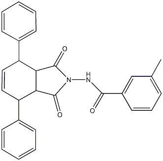 N-(1,3-dioxo-4,7-diphenyl-1,3,3a,4,7,7a-hexahydro-2H-isoindol-2-yl)-3-methylbenzamide Struktur