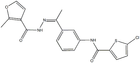 5-chloro-N-{3-[N-(2-methyl-3-furoyl)ethanehydrazonoyl]phenyl}-2-thiophenecarboxamide Struktur