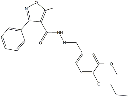 N'-(3-methoxy-4-propoxybenzylidene)-5-methyl-3-phenyl-4-isoxazolecarbohydrazide Struktur