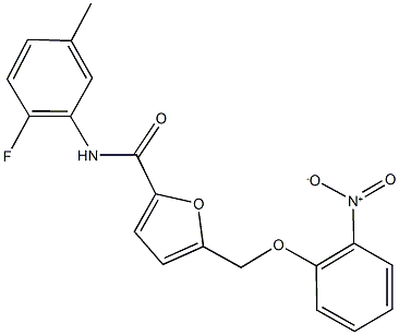 N-(2-fluoro-5-methylphenyl)-5-({2-nitrophenoxy}methyl)-2-furamide Struktur