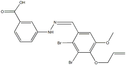 3-{2-[4-(allyloxy)-2,3-dibromo-5-methoxybenzylidene]hydrazino}benzoic acid Struktur