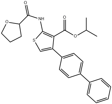 isopropyl 4-[1,1'-biphenyl]-4-yl-2-[(tetrahydro-2-furanylcarbonyl)amino]-3-thiophenecarboxylate Struktur