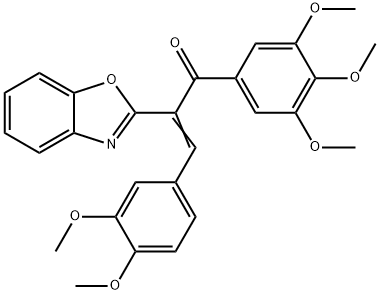 2-(1,3-benzoxazol-2-yl)-3-(3,4-dimethoxyphenyl)-1-(3,4,5-trimethoxyphenyl)-2-propen-1-one Struktur