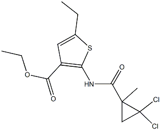 ethyl 2-{[(2,2-dichloro-1-methylcyclopropyl)carbonyl]amino}-5-ethyl-3-thiophenecarboxylate Struktur