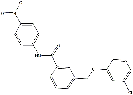 3-[(3-chlorophenoxy)methyl]-N-{5-nitro-2-pyridinyl}benzamide Struktur