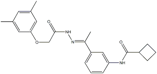 N-(3-{N-[(3,5-dimethylphenoxy)acetyl]ethanehydrazonoyl}phenyl)cyclobutanecarboxamide Struktur