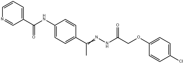 N-(4-{N-[(4-chlorophenoxy)acetyl]ethanehydrazonoyl}phenyl)nicotinamide Struktur