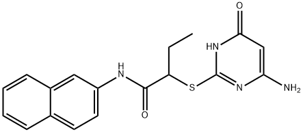 2-[(4-amino-6-oxo-1,6-dihydro-2-pyrimidinyl)sulfanyl]-N-(2-naphthyl)butanamide Struktur