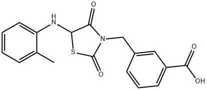 3-{[2,4-dioxo-5-(2-toluidino)-1,3-thiazolidin-3-yl]methyl}benzoic acid Struktur