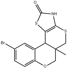 10-bromo-5a-methyl-3,5a,6,11b-tetrahydro-2H,5H-chromeno[4',3':4,5]thiopyrano[2,3-d][1,3]thiazol-2-one Struktur