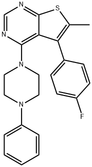 5-(4-fluorophenyl)-6-methyl-4-(4-phenyl-1-piperazinyl)thieno[2,3-d]pyrimidine Struktur