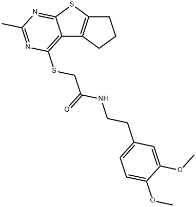 N-[2-(3,4-dimethoxyphenyl)ethyl]-2-[(2-methyl-6,7-dihydro-5H-cyclopenta[4,5]thieno[2,3-d]pyrimidin-4-yl)sulfanyl]acetamide Struktur