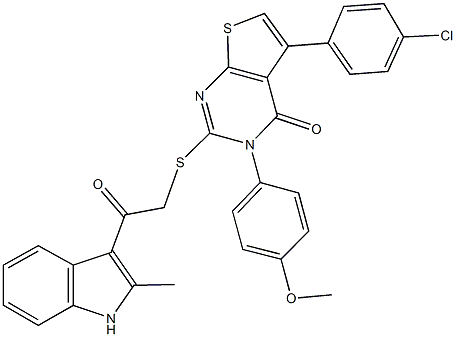 5-(4-chlorophenyl)-3-(4-methoxyphenyl)-2-{[2-(2-methyl-1H-indol-3-yl)-2-oxoethyl]sulfanyl}thieno[2,3-d]pyrimidin-4(3H)-one Struktur