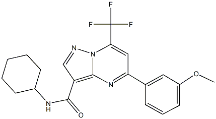 N-cyclohexyl-5-(3-methoxyphenyl)-7-(trifluoromethyl)pyrazolo[1,5-a]pyrimidine-3-carboxamide Struktur