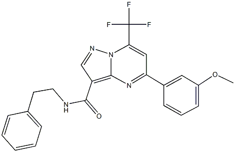 5-(3-methoxyphenyl)-N-(2-phenylethyl)-7-(trifluoromethyl)pyrazolo[1,5-a]pyrimidine-3-carboxamide Struktur