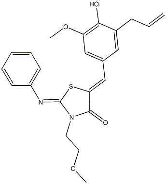 5-(3-allyl-4-hydroxy-5-methoxybenzylidene)-3-(2-methoxyethyl)-2-(phenylimino)-1,3-thiazolidin-4-one Struktur