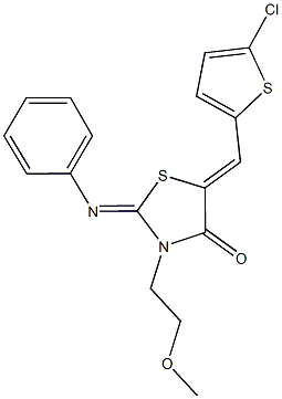 5-[(5-chloro-2-thienyl)methylene]-3-(2-methoxyethyl)-2-(phenylimino)-1,3-thiazolidin-4-one Struktur