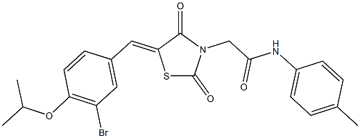 2-[5-(3-bromo-4-isopropoxybenzylidene)-2,4-dioxo-1,3-thiazolidin-3-yl]-N-(4-methylphenyl)acetamide Struktur