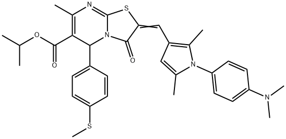 isopropyl 2-({1-[4-(dimethylamino)phenyl]-2,5-dimethyl-1H-pyrrol-3-yl}methylene)-7-methyl-5-[4-(methylsulfanyl)phenyl]-3-oxo-2,3-dihydro-5H-[1,3]thiazolo[3,2-a]pyrimidine-6-carboxylate Struktur