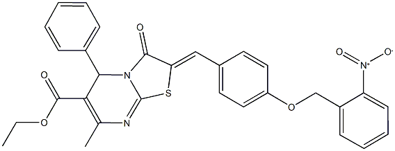 ethyl 2-[4-({2-nitrobenzyl}oxy)benzylidene]-7-methyl-3-oxo-5-phenyl-2,3-dihydro-5H-[1,3]thiazolo[3,2-a]pyrimidine-6-carboxylate Struktur