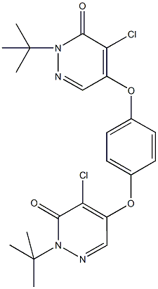 2-tert-butyl-5-{4-[(1-tert-butyl-5-chloro-6-oxo-1,6-dihydropyridazin-4-yl)oxy]phenoxy}-4-chloropyridazin-3(2H)-one Struktur