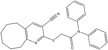 2-[(3-cyano-5,6,7,8,9,10-hexahydrocycloocta[b]pyridin-2-yl)sulfanyl]-N,N-diphenylacetamide Struktur