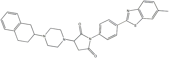 1-[4-(6-methyl-1,3-benzothiazol-2-yl)phenyl]-3-[4-(1,2,3,4-tetrahydro-2-naphthalenyl)-1-piperazinyl]-2,5-pyrrolidinedione Struktur