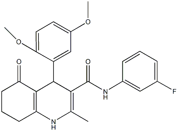 4-(2,5-dimethoxyphenyl)-N-(3-fluorophenyl)-2-methyl-5-oxo-1,4,5,6,7,8-hexahydro-3-quinolinecarboxamide Struktur