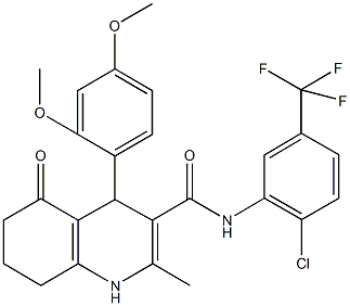 N-[2-chloro-5-(trifluoromethyl)phenyl]-4-(2,4-dimethoxyphenyl)-2-methyl-5-oxo-1,4,5,6,7,8-hexahydro-3-quinolinecarboxamide Struktur