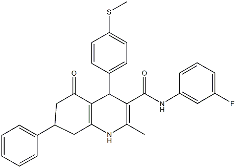 N-(3-fluorophenyl)-2-methyl-4-[4-(methylsulfanyl)phenyl]-5-oxo-7-phenyl-1,4,5,6,7,8-hexahydro-3-quinolinecarboxamide Struktur