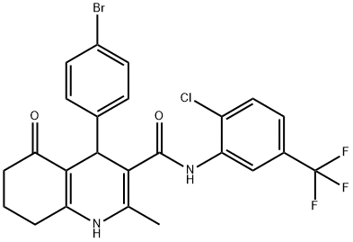 4-(4-bromophenyl)-N-[2-chloro-5-(trifluoromethyl)phenyl]-2-methyl-5-oxo-1,4,5,6,7,8-hexahydro-3-quinolinecarboxamide Struktur