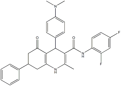 N-(2,4-difluorophenyl)-4-[4-(dimethylamino)phenyl]-2-methyl-5-oxo-7-phenyl-1,4,5,6,7,8-hexahydro-3-quinolinecarboxamide Struktur