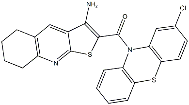 2-[(2-chloro-10H-phenothiazin-10-yl)carbonyl]-5,6,7,8-tetrahydrothieno[2,3-b]quinolin-3-amine Struktur