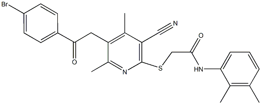 2-({5-[2-(4-bromophenyl)-2-oxoethyl]-3-cyano-4,6-dimethyl-2-pyridinyl}sulfanyl)-N-(2,3-dimethylphenyl)acetamide Struktur