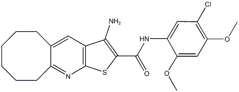 3-amino-N-(5-chloro-2,4-dimethoxyphenyl)-5,6,7,8,9,10-hexahydrocycloocta[b]thieno[3,2-e]pyridine-2-carboxamide Struktur