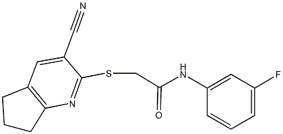 2-[(3-cyano-6,7-dihydro-5H-cyclopenta[b]pyridin-2-yl)sulfanyl]-N-(3-fluorophenyl)acetamide Struktur