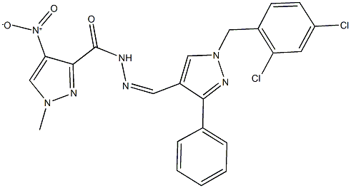 N'-{[1-(2,4-dichlorobenzyl)-3-phenyl-1H-pyrazol-4-yl]methylene}-4-nitro-1-methyl-1H-pyrazole-3-carbohydrazide Struktur