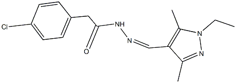 2-(4-chlorophenyl)-N'-[(1-ethyl-3,5-dimethyl-1H-pyrazol-4-yl)methylene]acetohydrazide Struktur