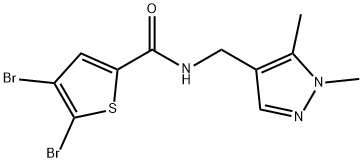 4,5-dibromo-N-[(1,5-dimethyl-1H-pyrazol-4-yl)methyl]-2-thiophenecarboxamide Struktur