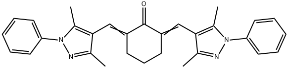 2,6-bis[(3,5-dimethyl-1-phenyl-1H-pyrazol-4-yl)methylene]cyclohexanone Struktur