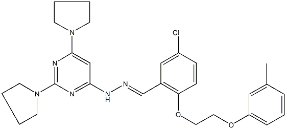 5-chloro-2-[2-(3-methylphenoxy)ethoxy]benzaldehyde (2,6-dipyrrolidin-1-ylpyrimidin-4-yl)hydrazone Struktur