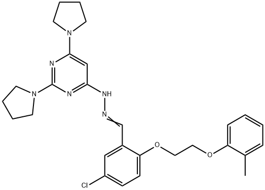 5-chloro-2-[2-(2-methylphenoxy)ethoxy]benzaldehyde (2,6-dipyrrolidin-1-ylpyrimidin-4-yl)hydrazone Struktur