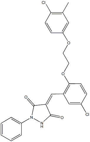 4-{5-chloro-2-[2-(4-chloro-3-methylphenoxy)ethoxy]benzylidene}-1-phenyl-3,5-pyrazolidinedione Struktur