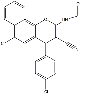 N-[6-chloro-4-(4-chlorophenyl)-3-cyano-4H-benzo[h]chromen-2-yl]acetamide Struktur