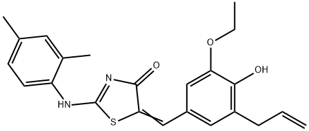 5-(3-allyl-5-ethoxy-4-hydroxybenzylidene)-2-[(2,4-dimethylphenyl)imino]-1,3-thiazolidin-4-one Struktur