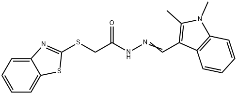 2-(1,3-benzothiazol-2-ylsulfanyl)-N'-[(1,2-dimethyl-1H-indol-3-yl)methylene]acetohydrazide Struktur