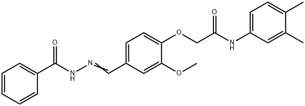 2-[4-(2-benzoylcarbohydrazonoyl)-2-methoxyphenoxy]-N-(3,4-dimethylphenyl)acetamide Struktur