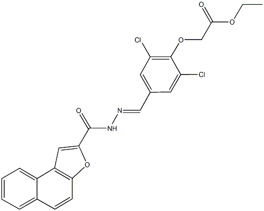 ethyl {2,6-dichloro-4-[2-(naphtho[2,1-b]furan-2-ylcarbonyl)carbohydrazonoyl]phenoxy}acetate Struktur