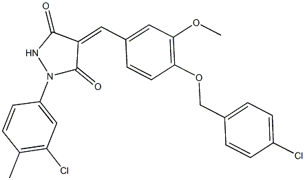 4-{4-[(4-chlorobenzyl)oxy]-3-methoxybenzylidene}-1-(3-chloro-4-methylphenyl)-3,5-pyrazolidinedione Struktur