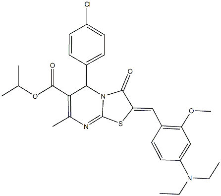 isopropyl 5-(4-chlorophenyl)-2-[4-(diethylamino)-2-methoxybenzylidene]-7-methyl-3-oxo-2,3-dihydro-5H-[1,3]thiazolo[3,2-a]pyrimidine-6-carboxylate Struktur